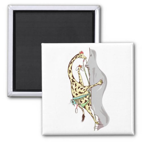 Sport climbing giraffe rock climbing cartoon magnet