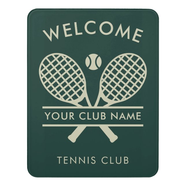 Sport Club Name Tennis Team Coach Office Door Sign (Contemporary Vert)
