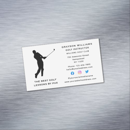 Sport Coach Male Golf Pro Instructor Social Media Business Card Magnet