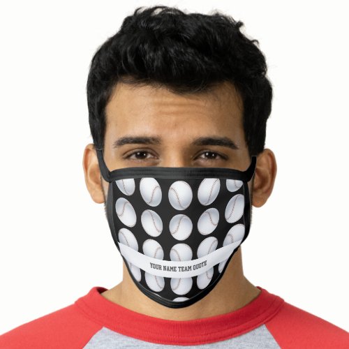 Sport Custom Baseball Pattern Black Monogram Face Mask