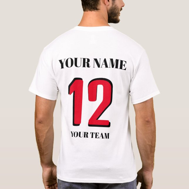 Sport customized Name number icon or flag T-Shirt (Back)