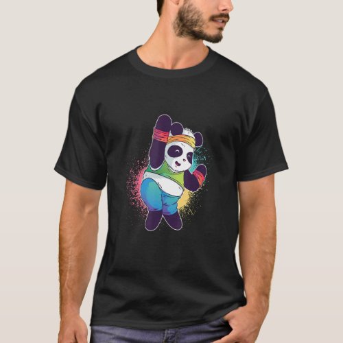 Sport Dancing Fitness Training Panda Animal T_Shirt