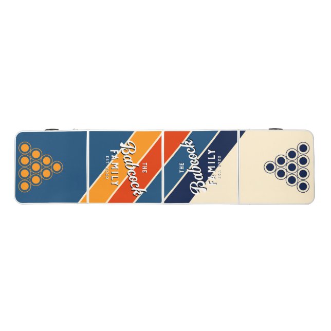Sport Desert Retro Rainbow Stripe Family Name&Year Beer Pong Table (Top)