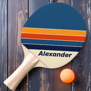 Sport Desert Retro Rainbow Striped with Name Ping Pong Paddle
