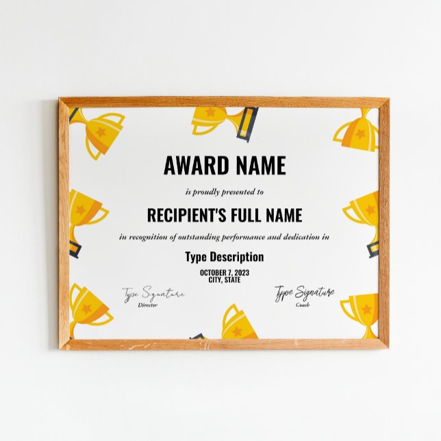 Sport Excellence Award Certificate with trophy Poster (Creator Uploaded)