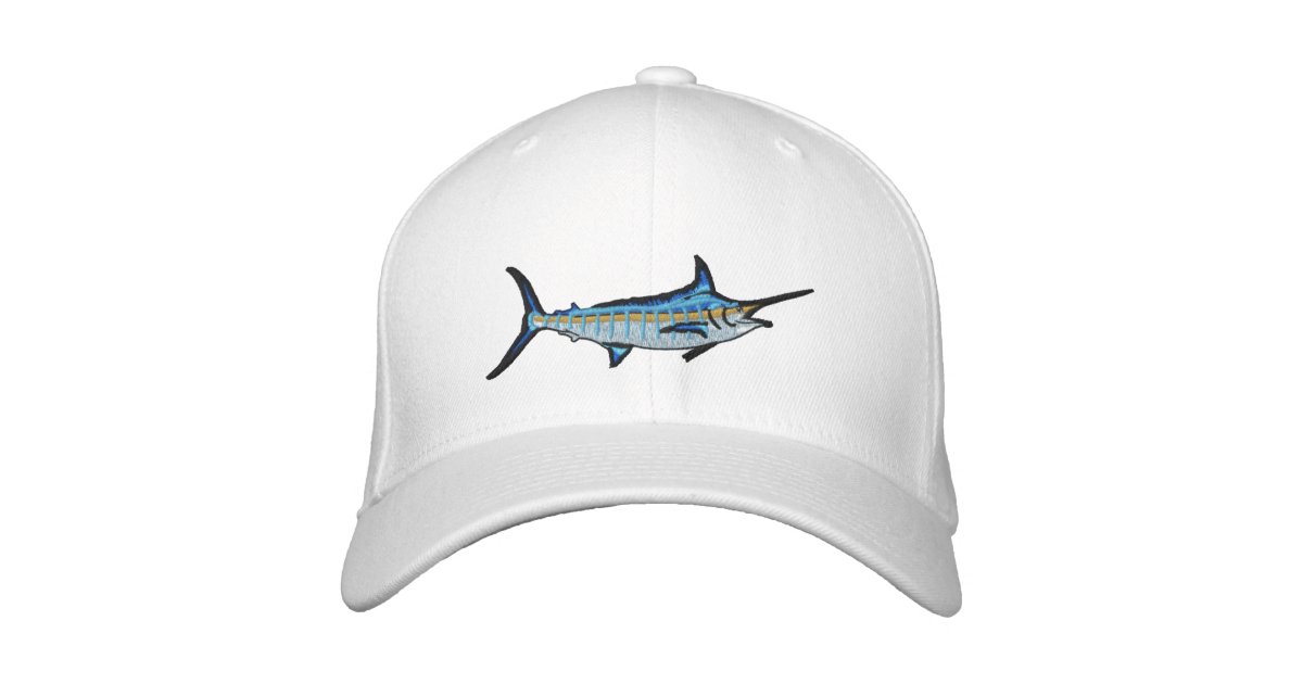 Sport Fishing Blue Marlin Embroidery Embroidered Baseball Hat