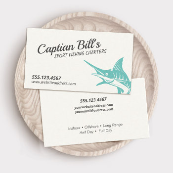 Sport Fishing Charters Marlin Business Card by sm_business_cards at Zazzle