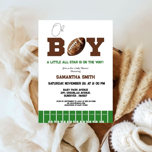 Sport Football  Boy Baby Shower Party Invitation (Creator Uploaded)
