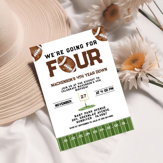 Sport Football  Second Birthday 4th year Down Invitation (Creator Uploaded)