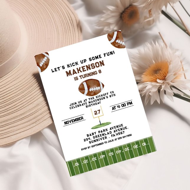 Sport Football  Second Birthday 8th year Down Invitation (Creator Uploaded)