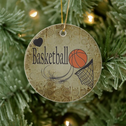 Sport Grunge  Basketball Ceramic Ornament