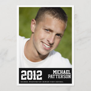 Sport Guy Photo Graduation Party Invitation Black