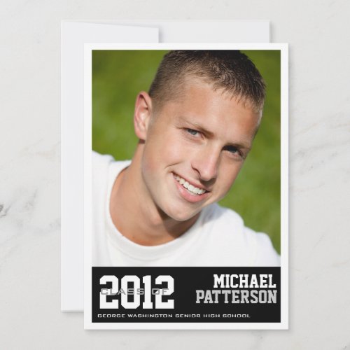 Sport Guy Photo Graduation Party Invitation Black