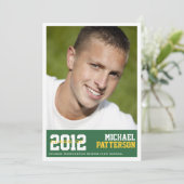 Sport Guy Photo Graduation Party Invitation Green (Standing Front)