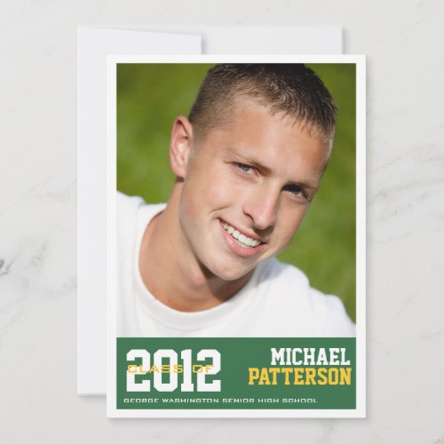 Sport Guy Photo Graduation Party Invitation Green
