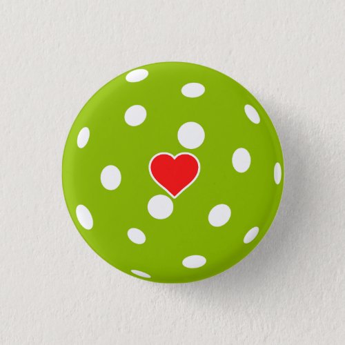 Sport I love Pickleball green ball with heart Button