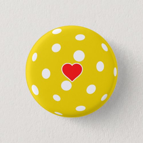 Sport I love Pickleball yellow ball with heart Button