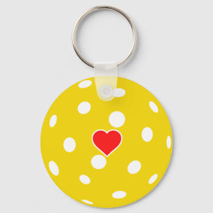 Sport I love Pickleball yellow ball with heart Keychain
