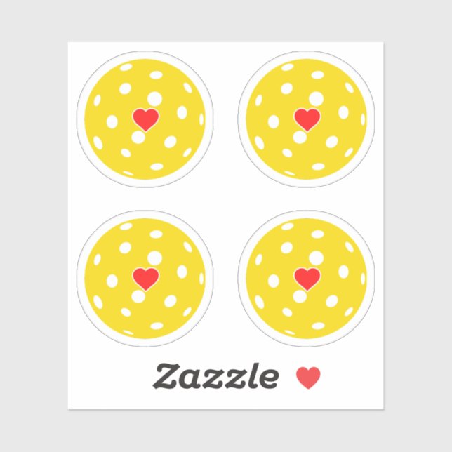 Sport i love Pickleball yellow balls heart pack Sticker (Sheet)