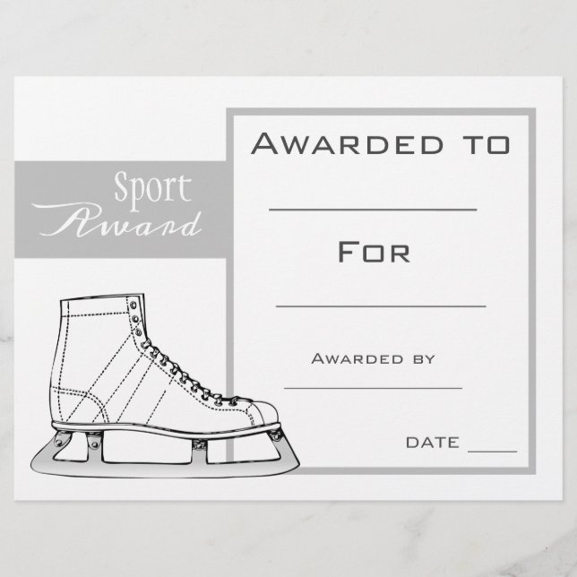 Sport ice-skating certificate award (Front)
