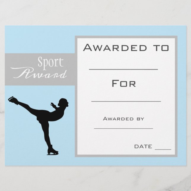 Sport ice-skating certificate award (Front)