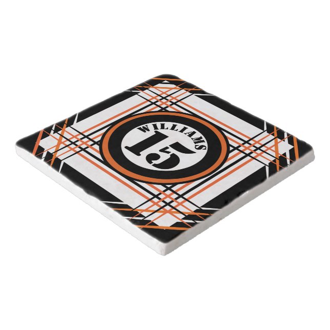 Sport Inspired Orange & black stone trivet (Corner)