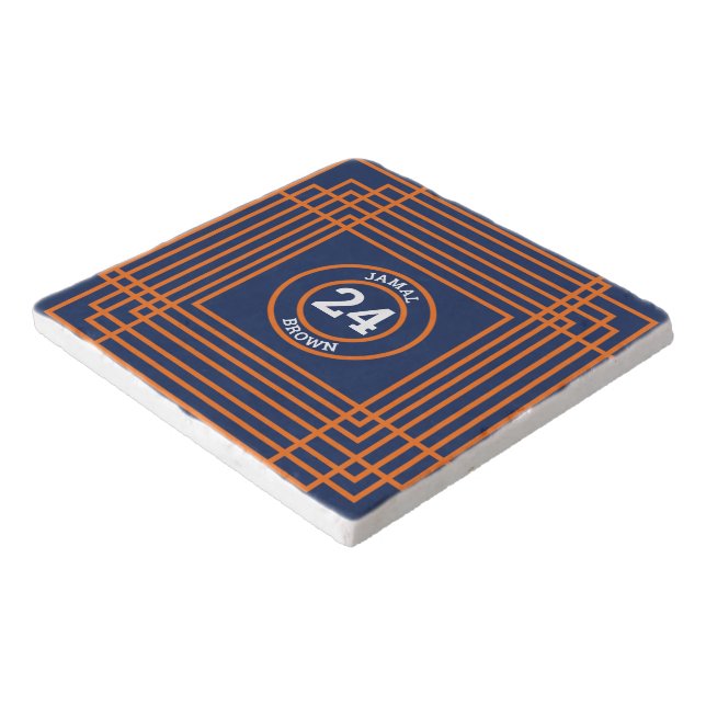 Sport Inspired Orange & blue stone trivet (Corner)