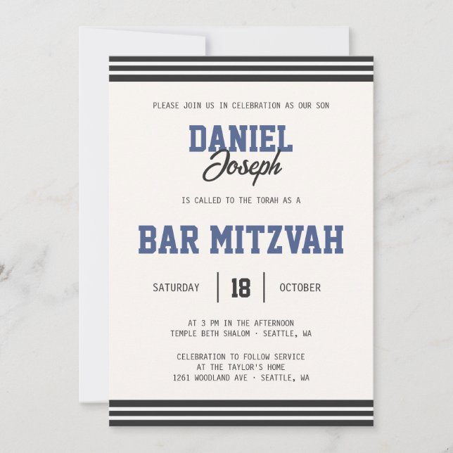 Sport jacket Bar Mitzvah invitation (Front)