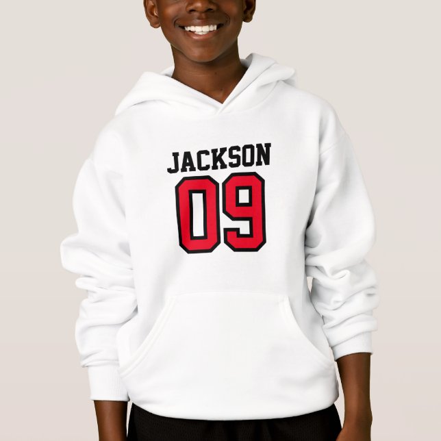 Sport Jersey with Name, Number or Birthday Age Hoodie (Front)