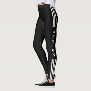 Sport Leggings Side Stripe Action Text
