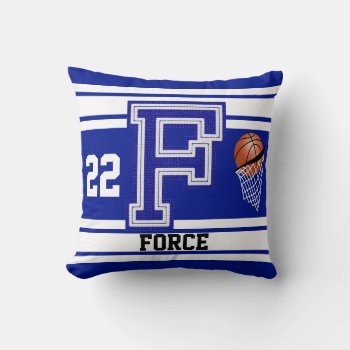 Sport Letter Basketball | Dark Blue Throw Pillow by DesignsbyDonnaSiggy at Zazzle