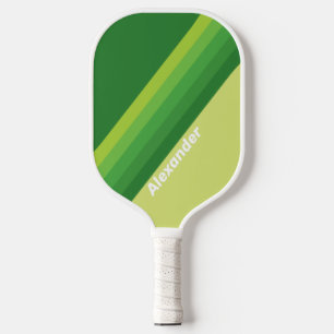 Sport Lily Pad Green Stripes with Name Pickleball Paddle