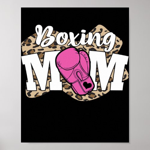 Sport Love Mothers Day Funny Leopard Boxing Mom  Poster