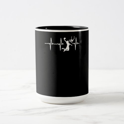 Sport Lover  Basketball  Players And Heartbeat Two_Tone Coffee Mug