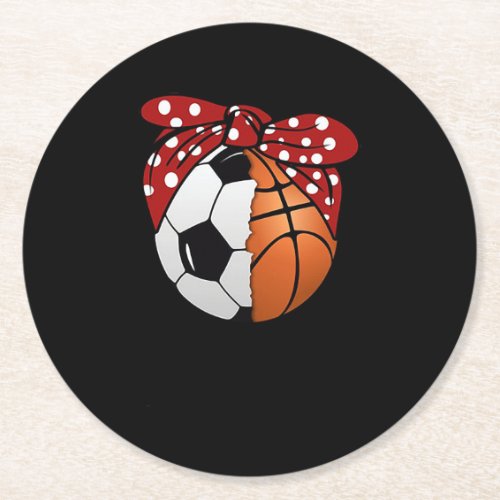 Sport Lover  Football And Basketball Together Round Paper Coaster