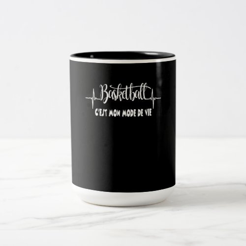 Sport Lover  Heartbeat And Basketball Two_Tone Coffee Mug