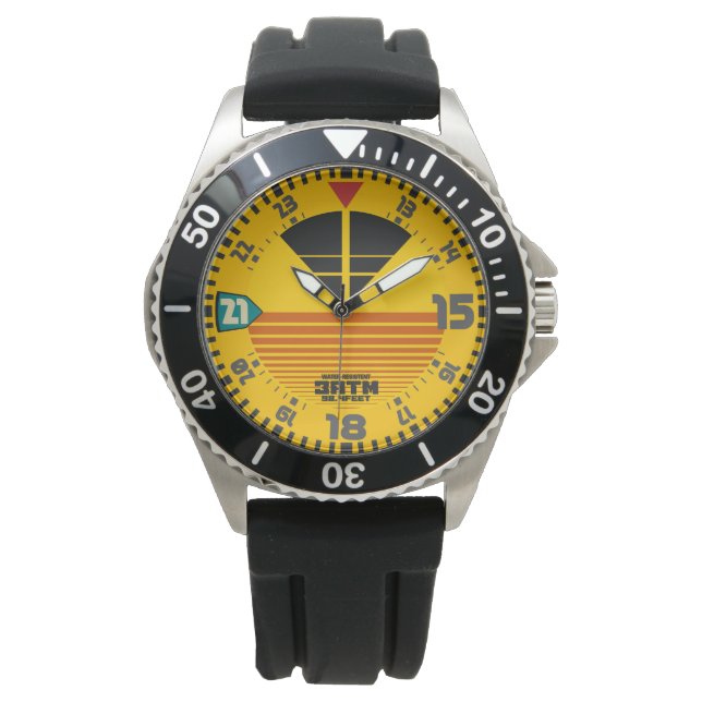 Sport military aviator vintage yellow watch (Front)