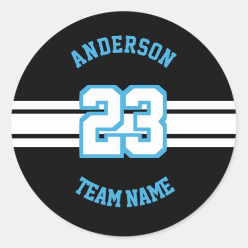 Sport Name Team and Number Designs Classic Round Sticker