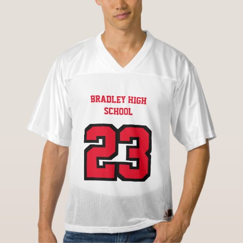 Sport Number in Red  DIY Text Mens Football Jersey