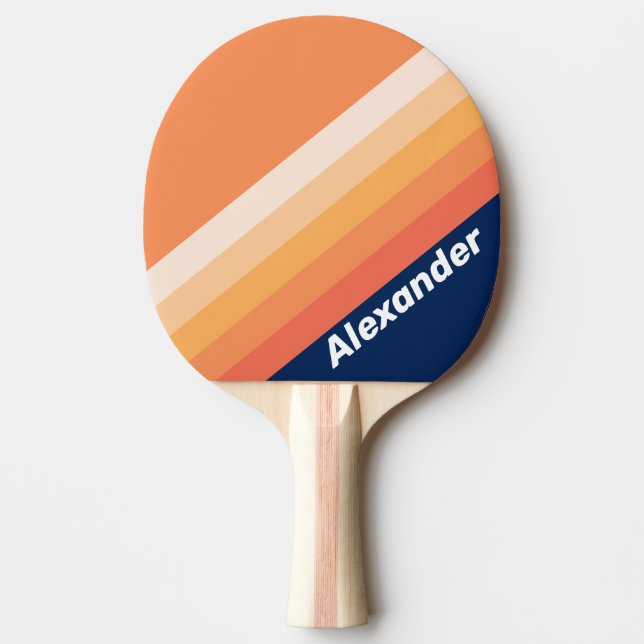 Sport Ocean Sun Fall Stripes with Name Ping Pong Paddle (Front)