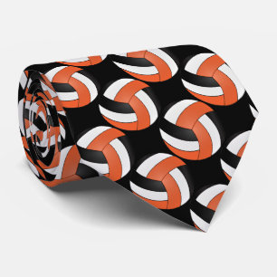Sport Orange, White and Black Volleyball Neck Tie