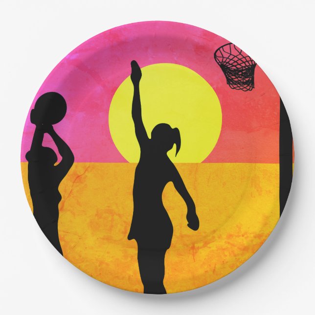Sport Party Idea Netball Themed Paper Plates (Front)