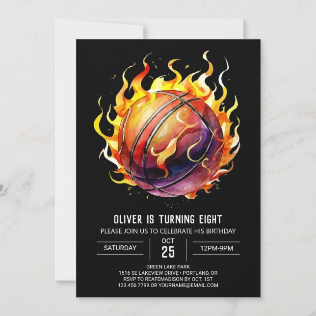 Sport Pastel Boy Basketball Birthday Invitation (Front)