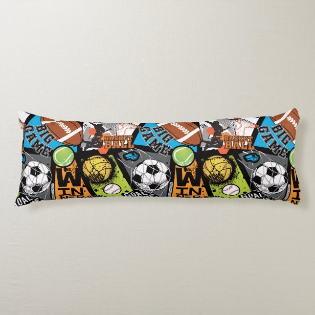 Sport Pattern With Balls Body Pillow (Front)