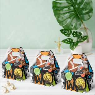 Sport Pattern With Balls Favor Boxes