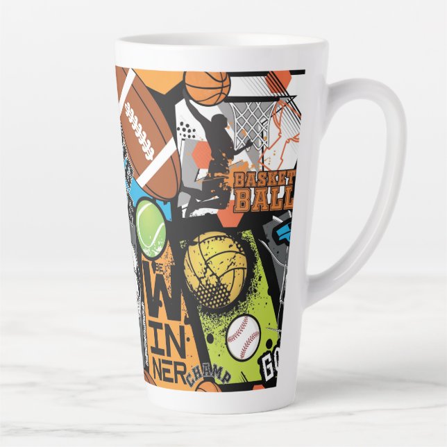 Sport Pattern With Balls Latte Mug (Right)