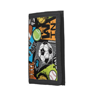 Sport Pattern With Balls Trifold Wallet