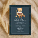 Sport Preppy Bear Blue Baby Shower Invitation<br><div class="desc">Welcome your little one with timeless elegance using our Club Themed Baby Shower Invitation, masterfully designed to bring sophistication and charm to your special celebration. At the top, a delightful teddy bear dressed in a luxury blue outfit sets the tone with classic preppy flair. Just below, the heading Baby Shower...</div>