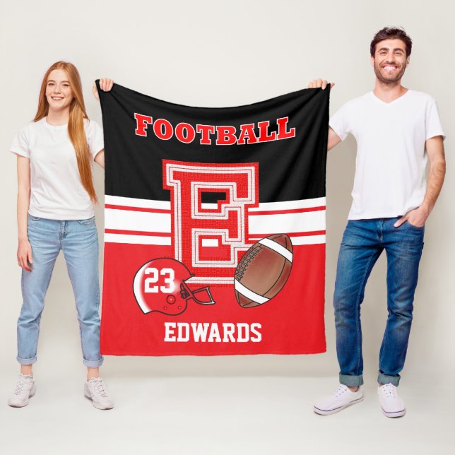 Sport Red Letter E - 🏈 Football Fleece Blanket (In Situ)