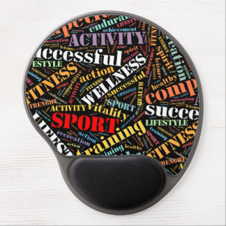 Sport related words pattern gel mouse pad